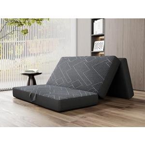 Vamcheer Tri Folding Mattress Twin Size - 6 Inch Foldable Mattress Portable Memory Foam Mat with Handle & Non-Slip Bottom, Washable Cover for Travel RV Camping Guest, 75"x38"x6", Grey