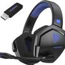 NUBWO G06 Dual Wireless Gaming Headset with Microphone for PS5, PS4, PC - 23ms Low Latency Audio - 100-Hour of Playtime - 50mm Drivers (Black-Blue)