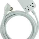 GE Outlet Extension Cord, 12Ft Extension Cord, Surge Protector With USB Ports, 3-Prong Flat Plug Power Strip, 360J Surge Protector, 240V Charging Station, White, 32089