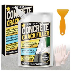 Concrete Crack Filler, 3.3 LB High Elasticity Cement Crack Filler, Gray Self Leveling Concrete Hole Repair, Flexible Flooring Cement Sealant for Driveway, Walkway, Foundation, Patio, Joint,Outdoor