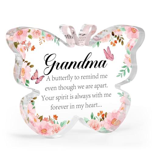Hakumata Sympathy Gifts for Loss of Grandmother - Memorial Gifts for Loss of Grandma Remembrance Gifts Bereavement Gift Ideas Loss of Nana Gift Butterfly Acrylic Table Decoration Memorial Plaque