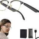 AI Translator Glasses, AI Smart Glasses for Men/Women, Lentes Inteligentes Traductores, Anti-Blue Light Lenses, Language Translator Device Supports 138 Languages, Open Ear Music & HD Calling (Gold)