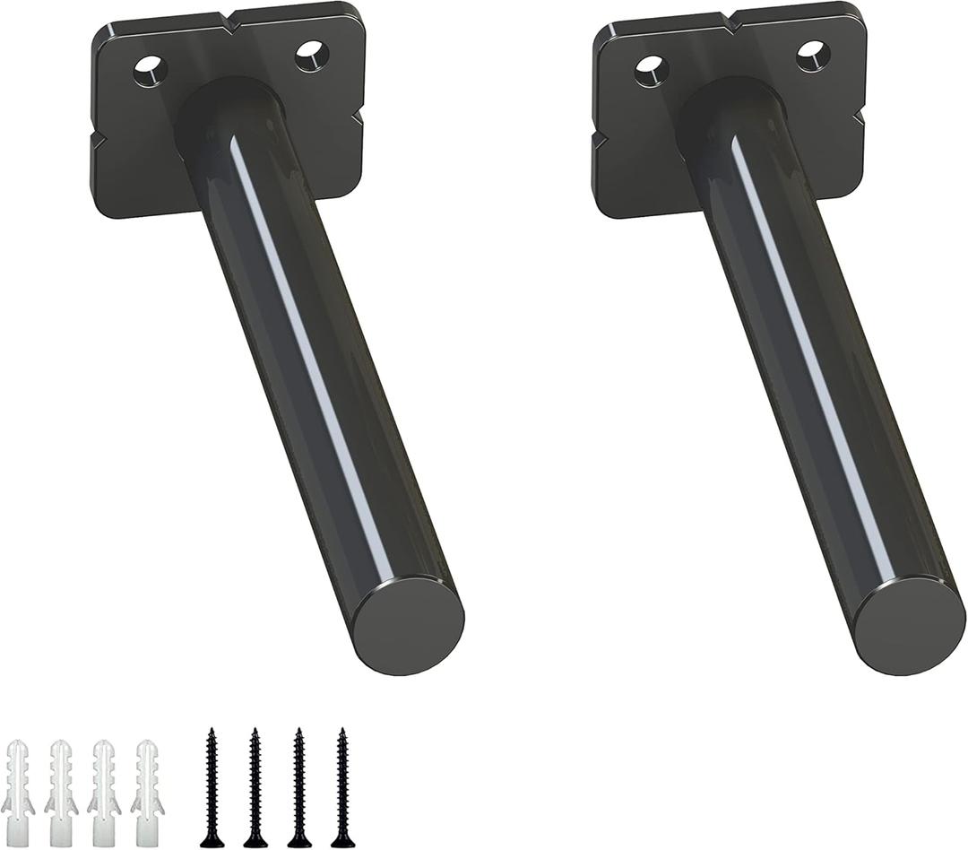 6.25" Solid Steel Floating Shelf Brackets, 2 Pack Heavy Duty Hidden Brackets Blind Shelf Supports with Hardware for Floating Wood Shelves Screws and Wall Plugs Included