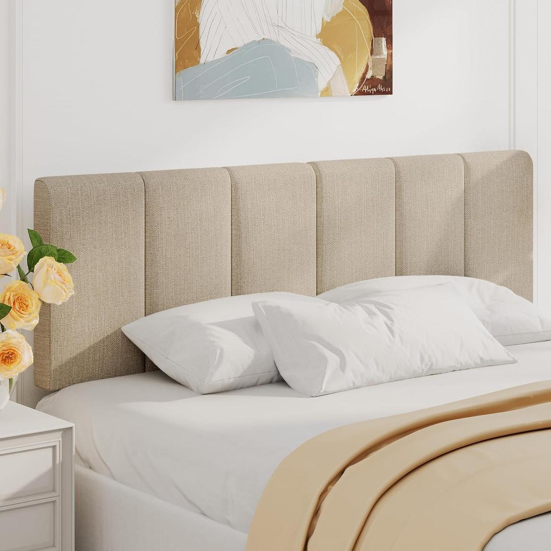 Yongchuang Upholstered King Headboard Only, Modern Linen Head Board for King/Cal King Size Bed Adjustable Height Headboards Oatmeal