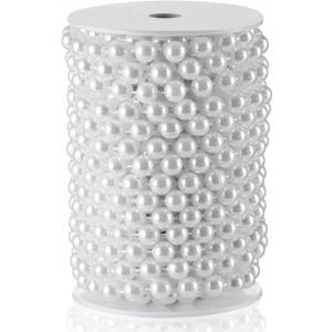Craft String Pearls 10MM Pearl Bead, 33 Feet White Faux Pearl Garland Spool Roll Strand Wedding Party Decoration, Christmas Tree Decorations
