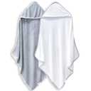 2 Pack Baby Bath Towel - Rayon Made from Bamboo - Ultra Soft Hooded Towels for Babies,Toddler,Infant - Newborn Essential -Perfect Baby Registry Gifts, 37.5x37.5 in - Grey and White