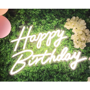 SUNLUMI Happy Birthday Neon Sign Large, 22.4 x 13.3in Happy Birthday Led Light Up Sign for Backdrop Party Wall Decor, Birthday Decorations Sign with 12V Adapter Adjustable Brightness, Warm-white L