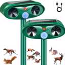 2 Pack Solar Ultrasonic Animal Repeller Outdoor Deer Repellent Devices Motion Activated Cat Deterrent for Yard Garden IP65 Waterproof Ultrasonic Pest Repellent for Squirrel Raccoon Dog Skunk Rabbit