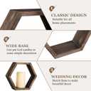 Colingmill 16 Pcs Wooden Candle Lantern Set Includes 8 Rustic Wedding Centerpieces for Table Decorative Candle Lanterns and 8 Flameless Decorative LED Candles for Wedding, Dark Brown, Hexagon