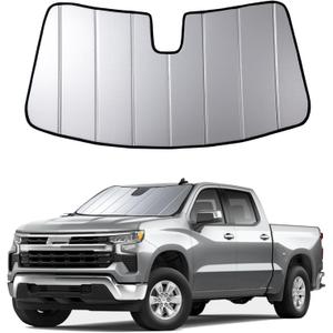 2019-2025 Silverado 1500 Windshield Sun Shade Compatible for Chevrolet GMC Sierra 1500, 2020-2025 Silverado/Sierra 2500HD 3500 HD Foldable Sun Visor Front Window Sunshade with Storage Bag