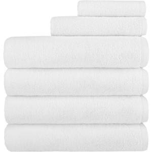 Nine West 6 Piece Hotel Collection Towel Set, 100% Turkish Cotton, Highly Absorbent & Comfy, Includes 4 Bath Towels, 1 Hand Towel & 1 Facecloth Luxury Plush Bathroom Towels | (White)