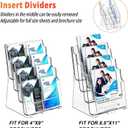 FUCDTEFC Acrylic Brochure Holder 8.5x11 & 4 x9 Inches, Clear 4 Tier Magazine Holder Brochure Display Stand w Removable Divider, Literature Pamphlet Flyer Holder for Wall Mount or Countertop