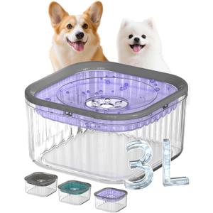 3L Dog Water Bowl No Spill 101oz Large Capacity Spill Proof Slow Drinking Water Feeder No Splash Pet Water Bowl Vehicle Carried Travel Dog Bowl for Sloppy Messy Drinkers Cats(Purple)
