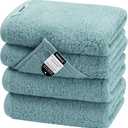 SEMAXE Bathroom Hand Towel, 100% Cotton Towels with Hanging Loops, Hotel Spa Quality Highly Absorbent Towel Set of 4, 27" L x 16" W, Blue Hand Towel, Gift Box Packaging