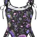 SCARLET DARKNESS Bustier Tops for Women Renaissance Floral Lace Up Bodyshaper Corset with Zipper, 14