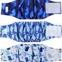 wegreeco Washable Dog Diapers - Washable Male Dog Belly Wrap - Pack of 3- (Whale, Large)