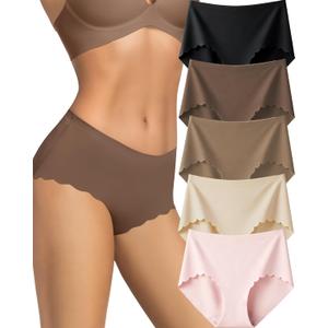 Seamless Underwear for Women No Show No Panty Line Womens Panties High Waisted Ladies Comfortable Briefs 5 Pack (Medium)