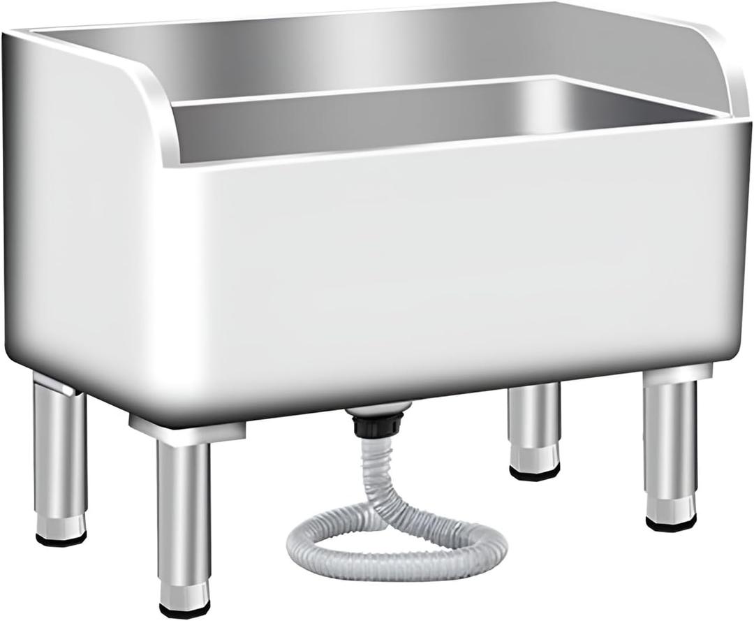 Floor Mop Sink With Drainage/Strainer,stainless steel utility sink,304 Stainless Steel,for Laundry Room,Kitchen, Restaurant, Garages (23.6"L x 16.1"W x 21.6"H)