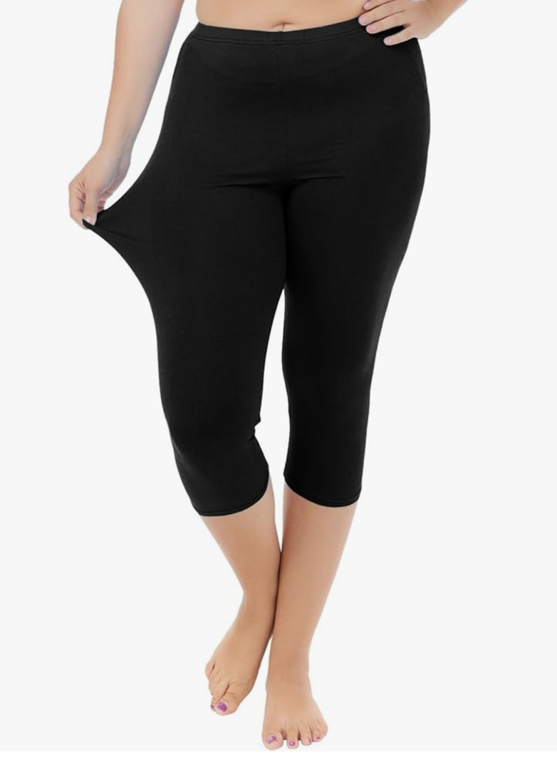 Cheapestbuy Women's Plus Size Capri Leggings Lightweight Soft Crop Leggings Basic Capris Yoga Pants, 3XL
