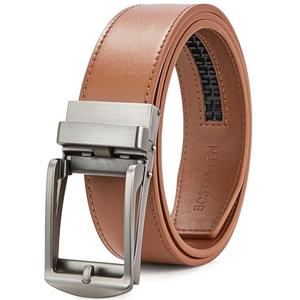 BOSTANTEN Mens Belt Leather Ratchet 1 3/8'' Belt For Men Gift Dress and Casual with Adjustable Buckle, Trim to Fit, 28"-34" Waist Adjustable