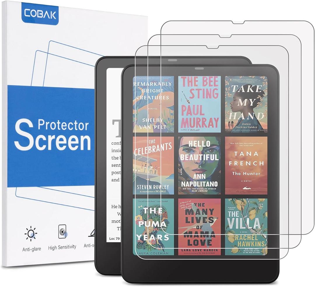 CoBak 3 Pack Anti-Glare Matte Screen Protector for 7" Kindle Paperwhite 12th Gen 2024 & Colorsoft Signature Edition,for Kobo Aura 2,for Boox 7" e-Book Reader - High Clarity, Fingerprint Resistant - Fine-Grit Texture PET Film