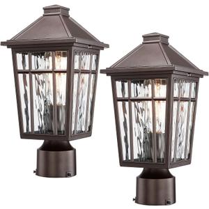 Darkaway Outdoor Post Lights Lamp Post Light Fixture, Waterproof Aluminum Housing with Water Ripple Glass, Fence Post Deck Lighting for Garden Patio Pathway (edium-2 Pack)