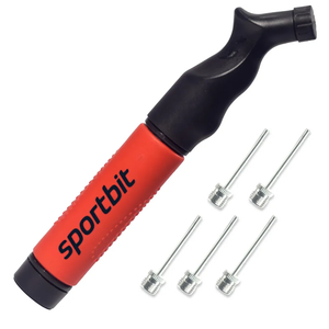 SPORTBIT Ball Pump for Sports Balls - Push & Pull Inflating System - Hand Pump for All Exercise Balls - Volleyball Pump, Basketball Inflator, Football & Soccer Ball Air Pump - Goes with 5 Needles Set