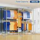 Ulif E12 Pro Clothes RackHeavy Duty Freestanding Garment Rack with ShelvesMetal Clothing Closet Storage System for Hanging Clothes71" W x 16" D x 76.5" H, Hold 960 lbsGold