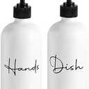 17 oz Hand Soap Dispenser Glass Liquid Dish Soap Bottles, Refillable Empty Lotion Pump Bottles for Bathroom Decor, Kitchen Sink, Matte Design, White, Pack of 2