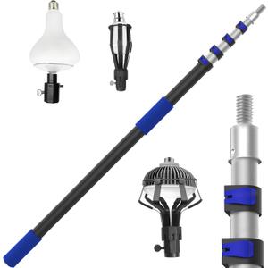 28FT Reach Light Bulb Changer for High Ceilings with Pole, 5-20FT Light Bulb Extension Pole Changer with Baskets and Suction Cup for High Ceilings and Recessed Lights, Blue (20ft)