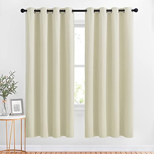 NICETOWN Room Darkening Curtains & Drapes - Window Treatment Thermal Insulated Solid Grommet Light Block Panels for Bedroom/Living Room, Beige, Set of 1, 52 by 72 Inch