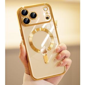 CHICLADY for iPhone 17 Pro Max Case with 1x Screen Protector, [Compatible with MagSafe] [Integrated Camera Protection], Non Yellowing Slim Cute Women Girly Magnetic Cover for iPhone 17 Pro Max, Gold