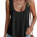 Tankaneo Womens Scoop Neck Tank Tops Summer Casual Sleeveless Loose Fit T Shirts Beach Vacation Workout Basic Tees (Small, Black)
