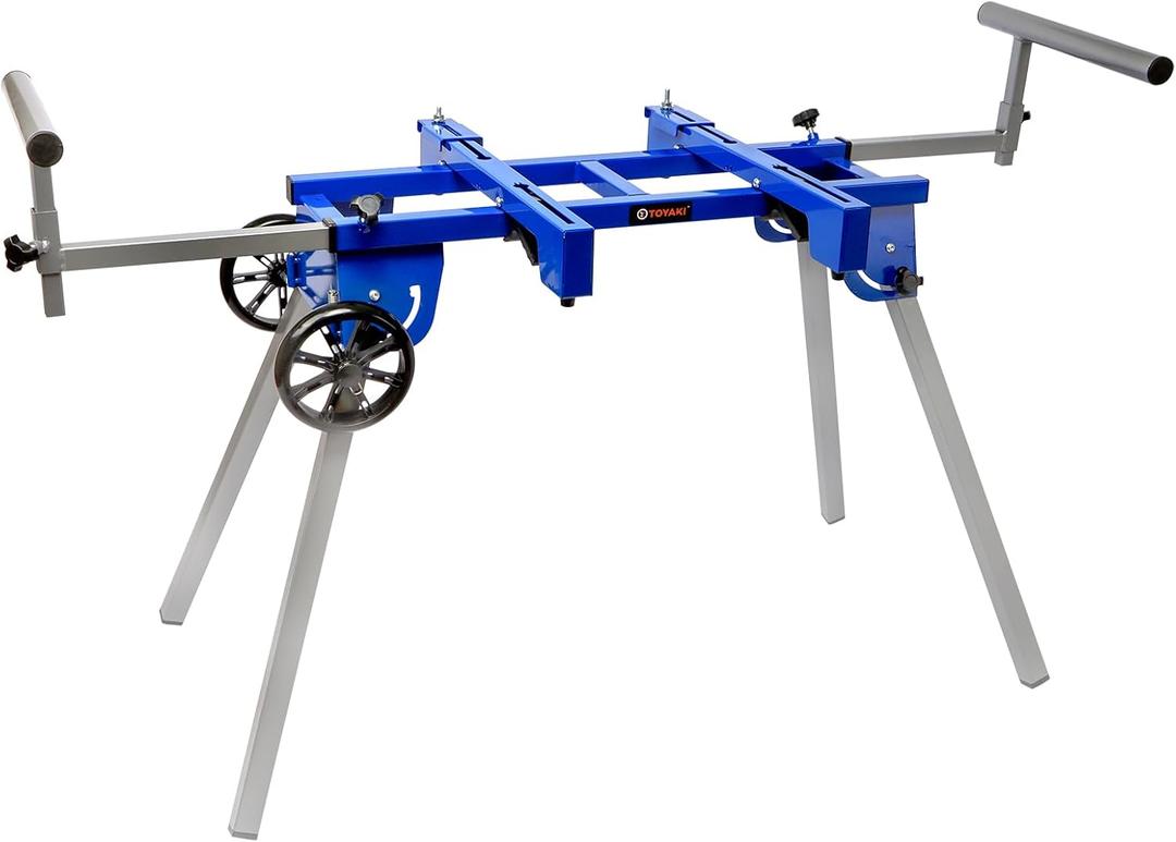 Miter Saw Stand With Wheels, Folding Work Table With Quick Release Tool Mounting System, Portable Saw Horse With 500 Lbs Load Capacity