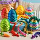 JOYIN 8Pcs 3D Printed Dragon Eggs with Laster Color Dragon, Articulated Magic Toys, Easter Basket Stuffers for Kids Party Favors, Easter Egg Hunt, Classroom Prize Supplies
