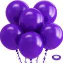 Bezente Dark Purple Latex Party Balloons - 35 Pack Large Thick Purple Balloons Big Round Purple Latex Balloons for Graduation Halloween Wedding Birthday Party Decorations Purple/Black/Latex Party Balloons 