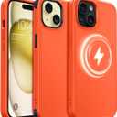 Mobnano for iPhone 15 Case Compatible with MagSafe  Frosted Matte Shockproof Case, Replaceable Anti-Collision Corners & Buttons (2 Colors), Slim Fit & Full Protection Phone Cover - Neon Orange