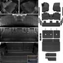 Floor Mats Cargo Mat Set for 2018-2024 Ford Expedition Max 8 Seats Bench Seat, All Weather TPE Cargo Liner Trunk Lower Mat Door Sill Guards Accessories (8 Seats Floor Mats Set)
