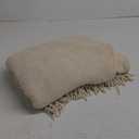 BATTILO HOME Beige Throw Blanket for Couch, Soft Chenille Knit Throws with Tassels for Home Decor, White Cream Throws for Bed Couch Cover, 60"x80"