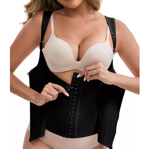 Women's Steel  Slimming Waist Corset Top Zipper Adjustable Straps Push-Up Tummy Control Tank, Size XL