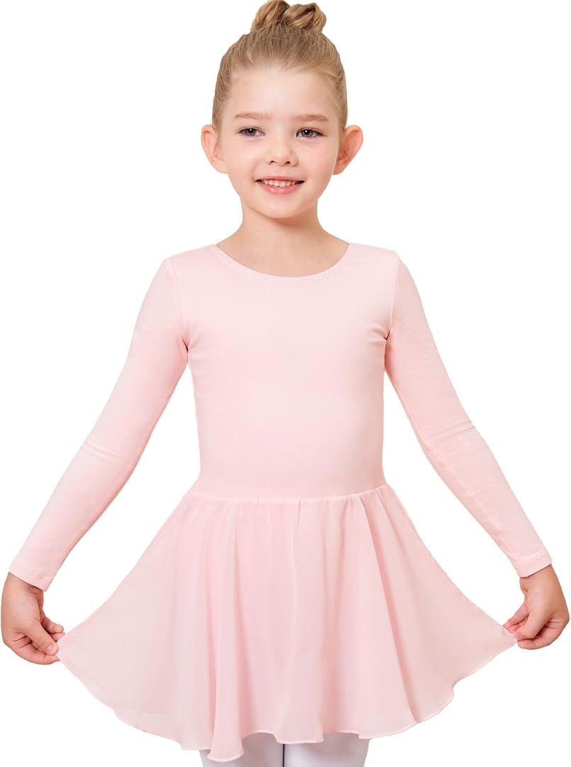 Stelle Ballet Leotards for Girls Long Sleeve Toddler Dance Leotard Outfits with Skirt Classic(Little/Big Kid) (5-6 Years)