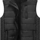Msmsse Men's Outerwear Vests Winter Quilted Padded Vest Gilet Stand Collar Warm Puffer Vest (Black, L)