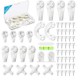 Picture Hanging Kit, 62PCS Concrete Wall Hard wall Hangers for Cinder Block, Picture Hanger, No Damage Wall Hooks for Photo Frame Art Painting Non-Trace Drywall Stucco Concrete Hooks