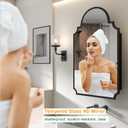 Black Decorative Medicine Cabinet Mirror, 20"x32" Recessed or Surface Mount Metal Irregular Medicine Cabinet for Bathroom, Elegant Curved Aesthetics Mirror with Storage, 2 Stable & Removable Shelves, Mirror 20"x32" Black-NO LED - Left Open