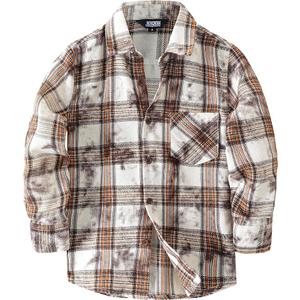 JOGAL Boys Plaid Shirt Long Sleeve Flannel Shirt Kids Button Down Shirts Beige 10
