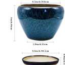 MAGP 10 Inch Large Plant Pots with Drainage Hole and Saucer, Large Ceramic Decorative Flower Pot for Plants Indoor Outdoor Planter, Round Blue
