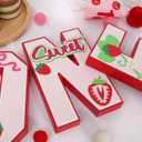 Strawberry 1st Birthday One Letter Sign - Wood One Letter Table Centerpiece for Strawberry 1st Birthday, Sweet One Birthday Party Decorations, Berry Sweet First Birthday Decor