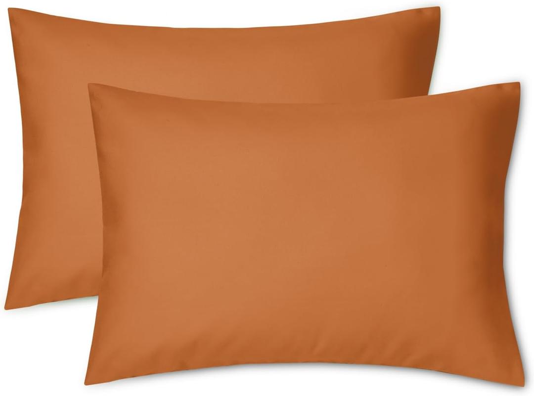 EXQ Home Toddler Pillowcases Zippered 13x18 Travel Pillow Case Set of 2, Small Pillow Case Fits Baby Pillow Sized 12x16, 13x18, Kids Pillowcases 2 Pack Machine Washable (Umber)