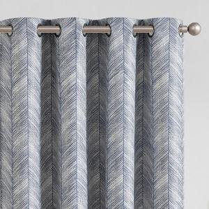 Jinchan Blue Printed Curtains 84 Inch Length for Living Room Grommet Jacquard Curtains with Herringbone Pattern Modern Room Darkening Drapes Bedroom Window Curtain Set 2 Panels