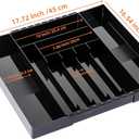 IEEK Kitchen Drawer Organizer for Cutlery and Utensils,Adjustable Silverware Drawer Organizer Tray,Kitchen Storage Divider for Spatula Tools,Gadgets,Forks,Knives,Spoons and Chopsticks,Black-L
